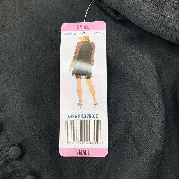 JOIE Balloon Sleeve Dress in Caviar Button Down Shirt Black Dress SIZE Small NEW - Picture 4 of 8